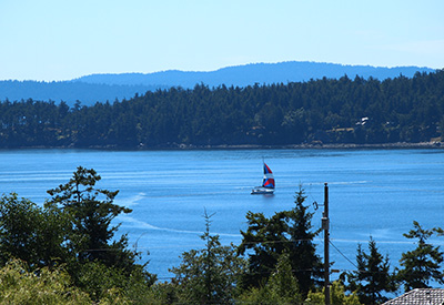 View from the terrace of Saturna Winery of Plumper Sound
