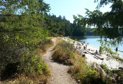 footpath along the top of the midden on the west side of Galiano island