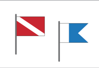 Graphic of a Diver Down and Code Flags